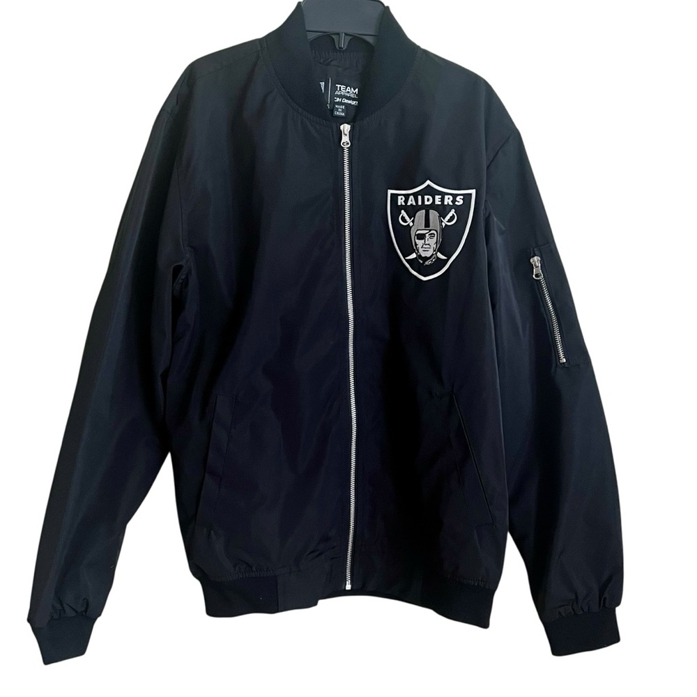 NWOT Men's Las Vegas Raiders NFL Team Apparel Black Full-Zip Bomber Jacket Sz SM
